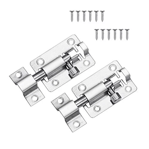 Slide Latch Lock - 2 Inch Barrel Bolt Lock (2 Pack)