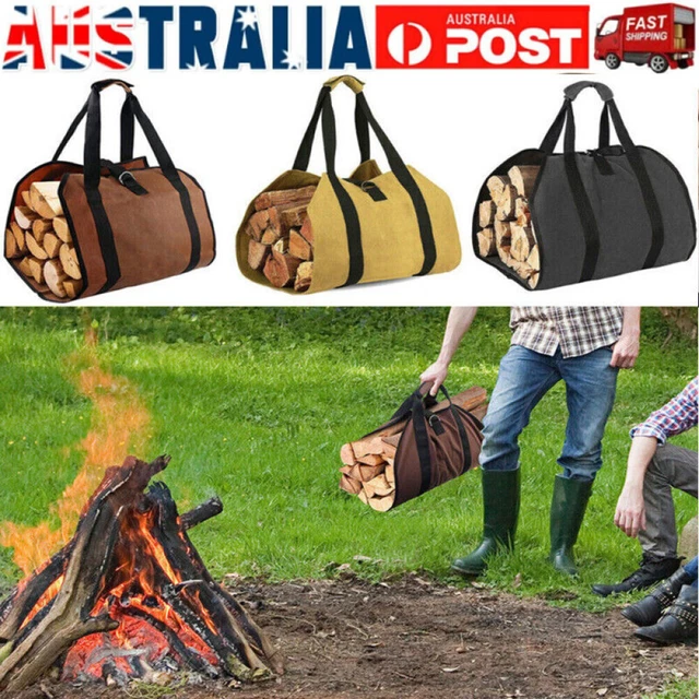 FIREWOOD LOG CARRIER Canvas Durable Firepalce Wood Bag W/Reinforce