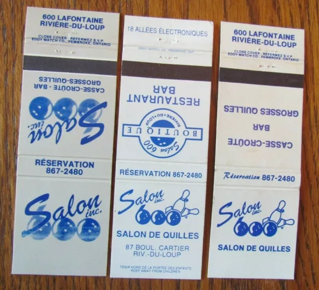 Bowling: Salon Inc. (Riviere-Du-Loup, Quebec) (Sports Matchbook Matchcover) -F2