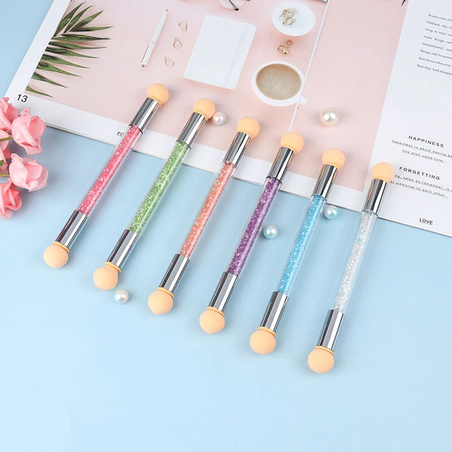 Double-headed Gradient Brushes Acrylic Rhinestone Handle Sponge Nail Brush Pe ql