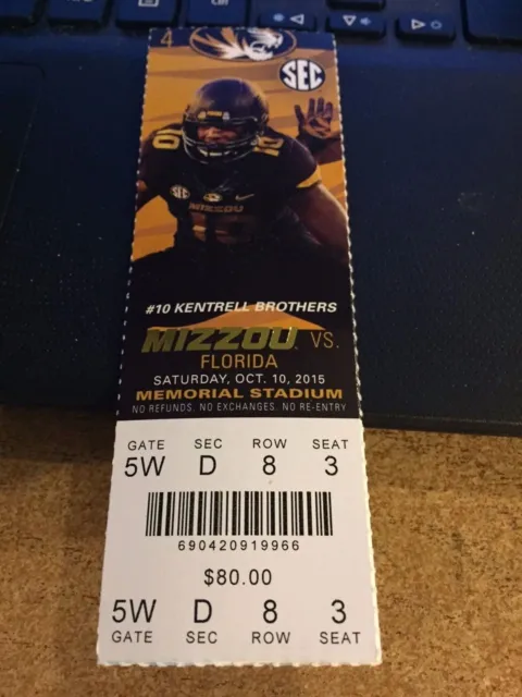 2015 Mizzou Tigers Vs Florida Gators Ticket Stub 10/10 College Football