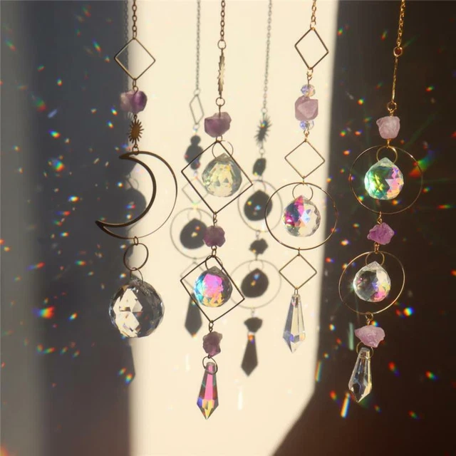 Prisma Suncatcher Cristalli Appesi Luce Arcobaleno Catcher Vento Ametista Suonetti $v