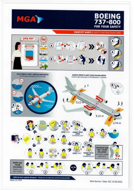 Safety Card MGA Boeing 737-800 MAVI GÖK AIR * Rev.No 00 15.06.2022
