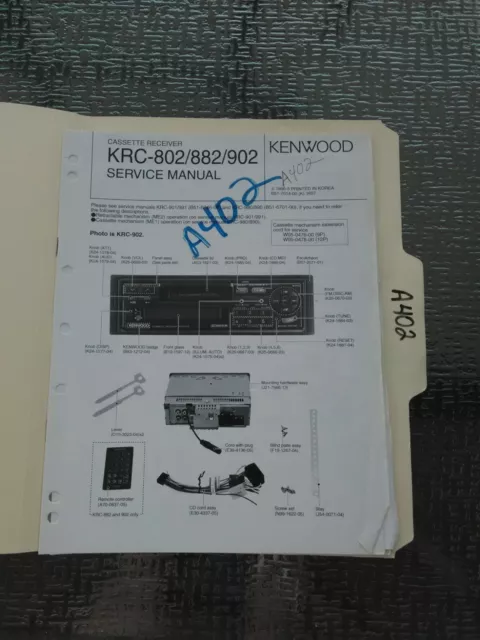 Kenwood KRC-802/882/902 service manual original repair book