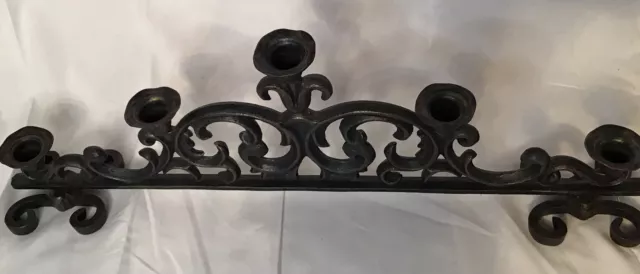 Large Heavy Vintage Cast Iron Candelabra 5 Candle Candleholder