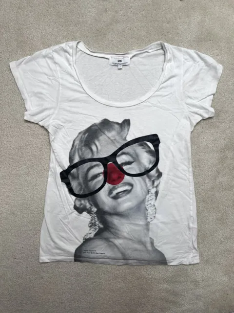 Y2K 2000’s Stella McCartney white comic relief Marilyn Monroe Red Nose Shirt M