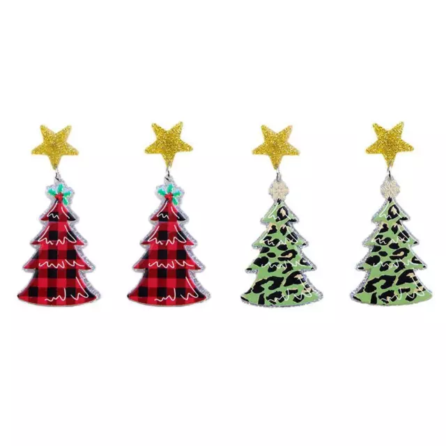 CHRISTMAS TREE STAR Snowman Ear Stud Earrings Dangle Party Jewelry ...