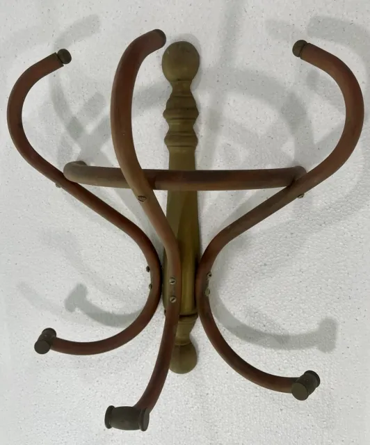 VINTAGE 80S 90S Wood, brass color swivel coat hat hooks, wall mount,  COUNTRY BOW $8.75 - PicClick