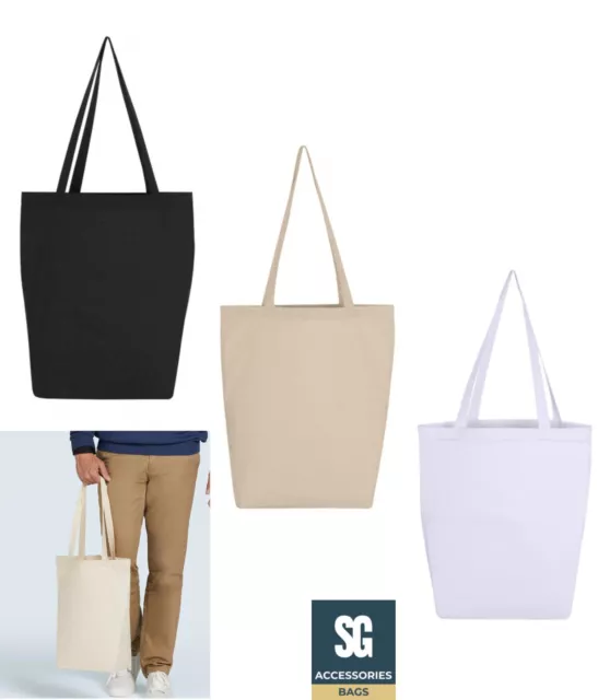 Baumwolltasche lange Henkel Shopper Langhenkeltasche Breite Bodenfläche Tasche