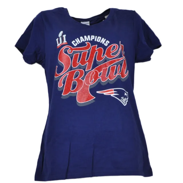 NFL Neuf England Patriots Super Bol Li Champions Bleu Marine Femme T - Shirt Tee