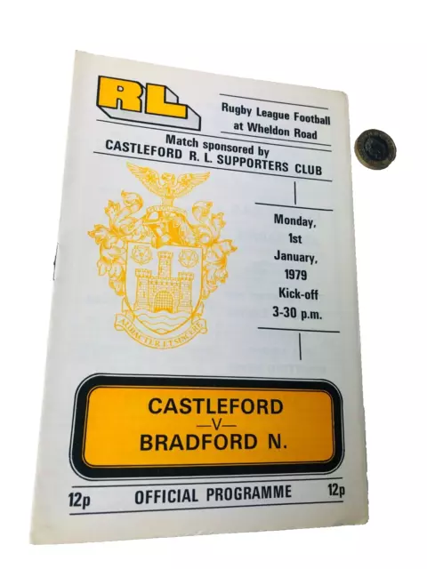 Rugby Programme Castleford Vs Bradford N January 1979 Vintage ra