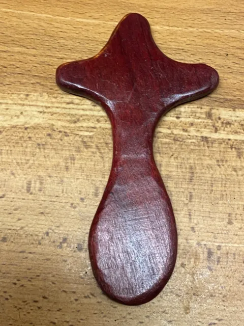 Vintage Hand Carved Wood Cross Christianity Stylized 5 1/2" T