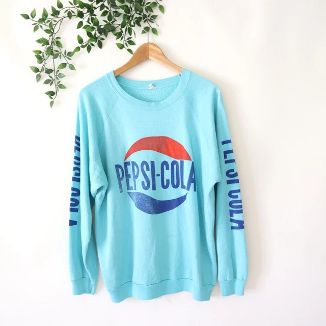 Vintage Pepsi Cola Crew Neck Raglan Sleeve Sweat Shirt Sweater XL