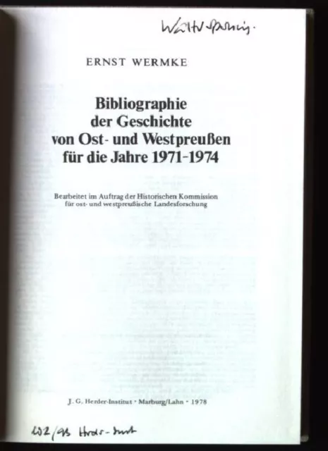 Bibliographie der Geschichte von Ost- und Westpreussen für die Jahre 1971-1974 W