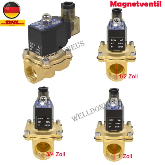 Magnetventil Messing 3/4" 1/2" 1" 0-10 Bar NC Stromlos Geschlossen AC230V Ventil