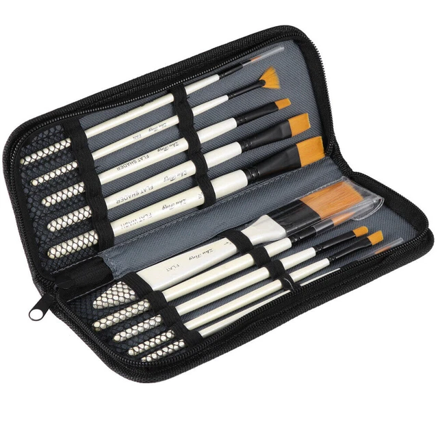 10pz Spazzole per pittura Manico in legno Pennelli in nylon Pennello
