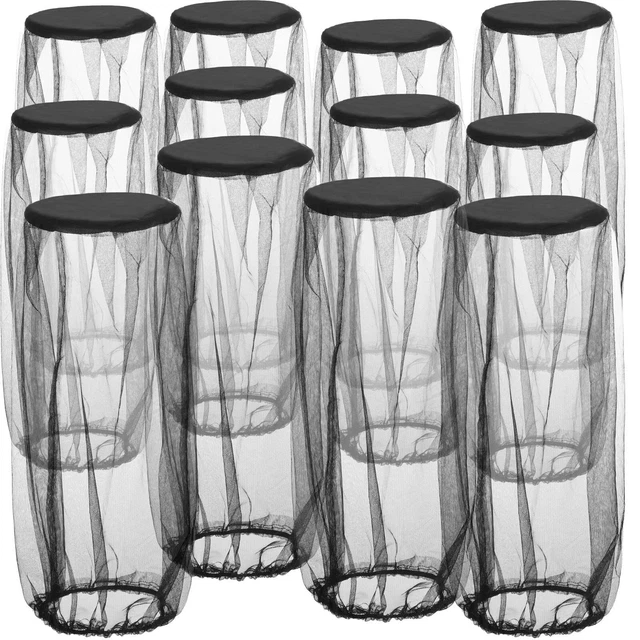 12 Pieces Mosquito Head Net Black Mosquito Mesh Net Face Neck Fly Netting Hoo...