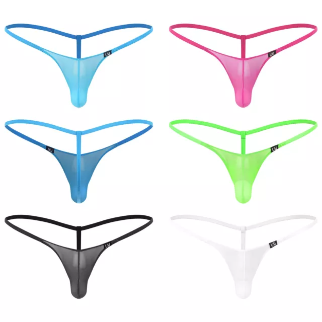 Mens See Through Mini Thong Bulge Pouch T-Back G-string Low Rise Micro Underwear