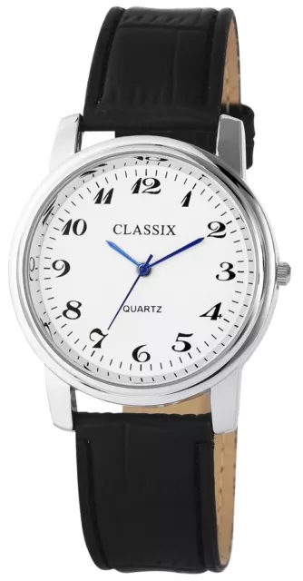 Classix Herrenuhr Zifferblatt Altweiß Armband Schwarz Armbanduhr  SCL1116