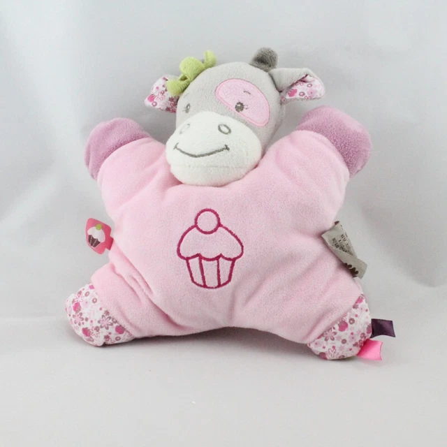Doudou semi plat vache grise rose cupcake Nattou - 18600