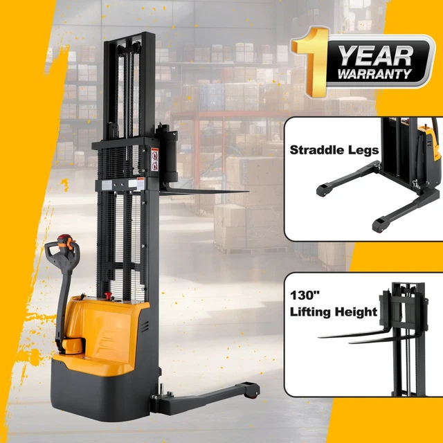 APOLLOLIFT 24V GEL Battery Fully Power Electric Pallet Stacker 2640lbs W/ 130"