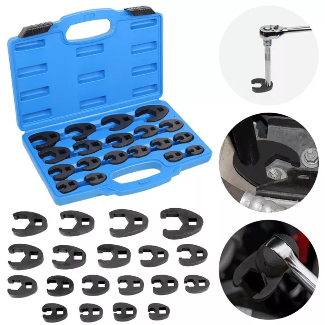 19PCS Crowfoot Wrench Set Metric Crows Foot 8-32mm Flare Nut Wrench Set Tool Kit