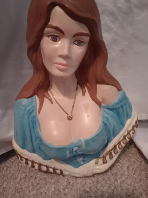 1972 Original lg Gypsy bust statue. Ceramic hand art. Woman pirate girl Holland