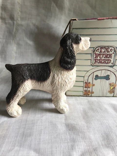 4” Stone Critters Spaniel Dog Figure w/Doghouse United Design 1984 - USA