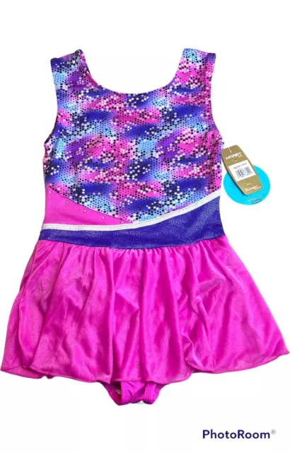 Moret Kids Girls Size Large 12 14 Dancewear Leotard Purple Pink Silver New Tag