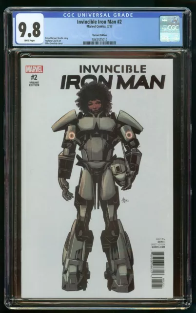 Invincible Iron Man (2017) #2 Cgc 9.8 Riri Williams Ironheart Deodato Variant