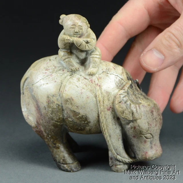 Chinese Nephrite Jade Carving, Boy on Water Buffalo, Ming Dynasty, 16/17th C.