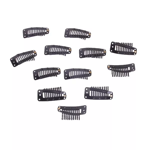 12pcs Steel 10 Teeth Snap Clip for Hair Extension Weft Wigs 35mm Accessories