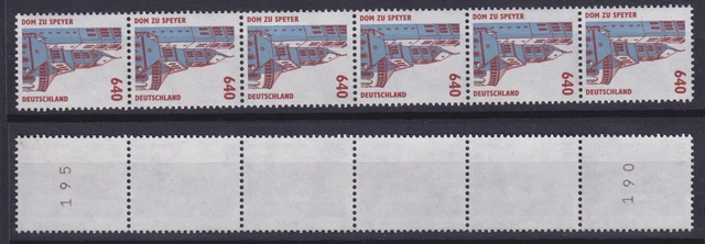 Bund 1811 RM 6er Streifen mit ungerader + gerader Nummer SWK 640 Pf postfrisch