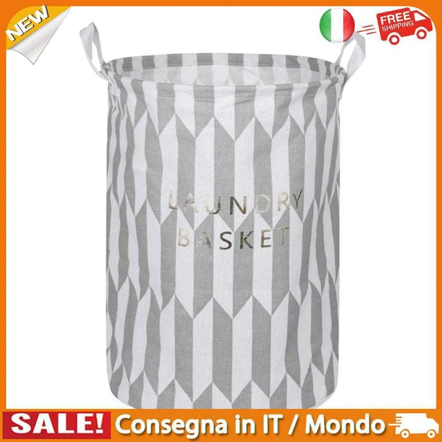 IT Folded Waterproof Geometry Canvas Toy Laundry Clothes Storage Basket (Black