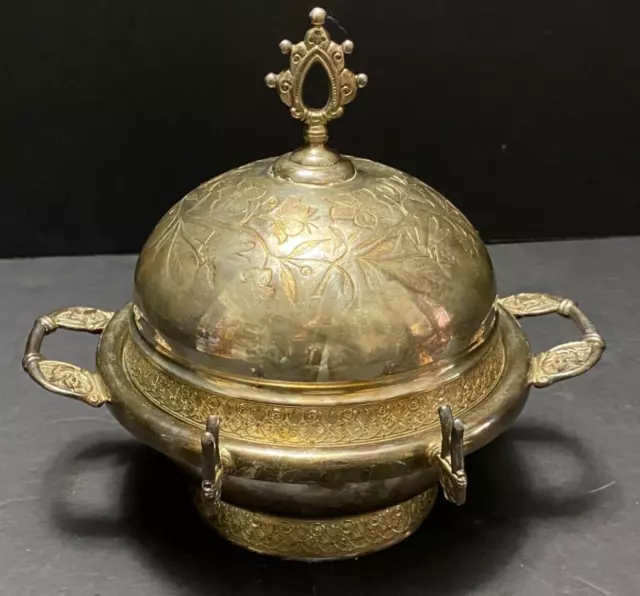 Pairpoint BUTTER DOME + Insert Antique Quadruple Silverplate Chased Aesthetic