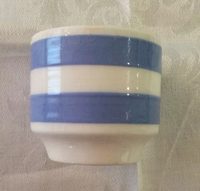 Vintage Carigaline Cornishware Blue & White Striped Egg Cup. Made In Ireland.🍶