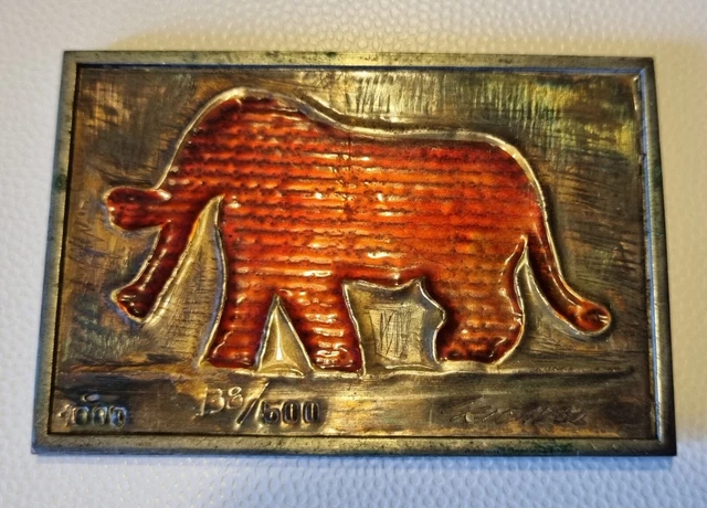 Serie "Safari" di Ezio Gribaudo, incisione su argento numerata 1970
