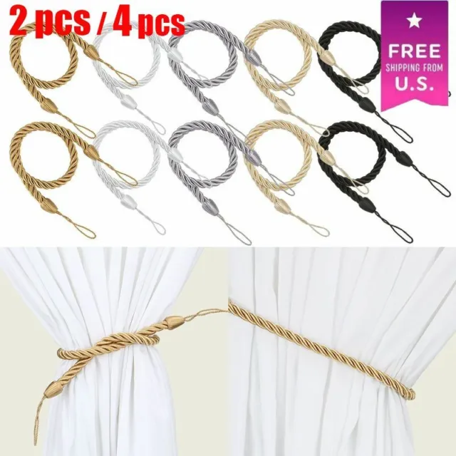 2/4pcs Curtain Tieback Tie Backs Holdbacks Handmade Braid Durable Curtains Ropes