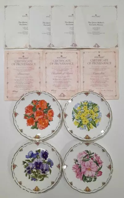 Set Of 4 ROYAL ALBERT The Queen Mothers Favourite Flower China Collectors plates