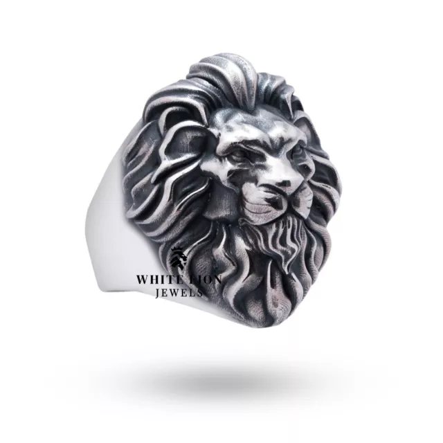 Classic Lion Leo Jungle Animal king 925 Silver Men Biker Ring Gift Zodiac