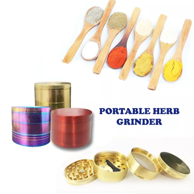 30mm/40mm/50mm Magnetic Hand Grinder 3/4 Part Metal Spices Herb Crusher UK 3