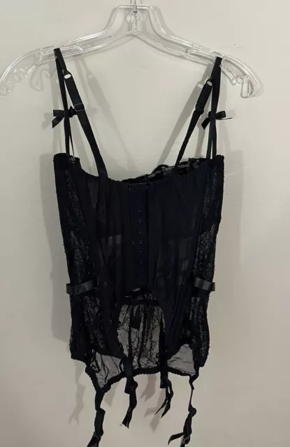 AGENT PROVOCATEUR WOMENS Love Basque Corset Black Lace Size 36E Garter ...