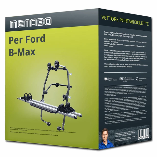 Menabo Stand Up 2 portabici portellone per Ford B-Max Tipo JK - 2 bici Nuovo