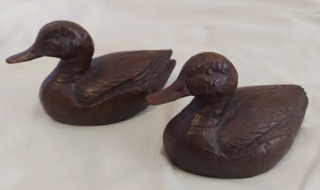 Set of 2 5" long Red Mill Mfg Hand Crafted in USA Collectible Ducks Brown Pecan