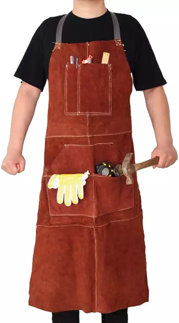 Leather Welding Work Apron Heat Flame Resistant Protective for Blacksmith New