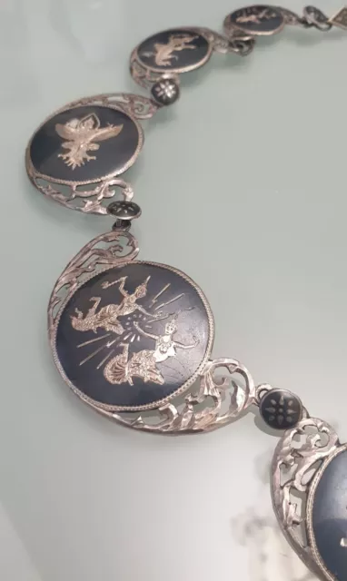 Art Deco TULA NIELLO Siam Sterling 925 Silver Necklace/Necklace 46cm 48.6 grams 3
