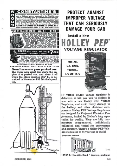 Holley Carburetor Advertising Print Ad Popular Mechanics Magazine October 1962