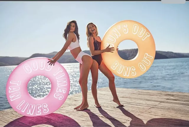 SunnyLIFE Inflatable Pool Float Inner Tube Floating Ring- Suns Out Buns Out