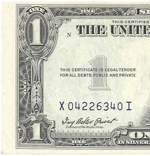Series 1935F ~ $1.00~ One Dollar Silver Certificate w/ Errors~In Beautiful Cond.