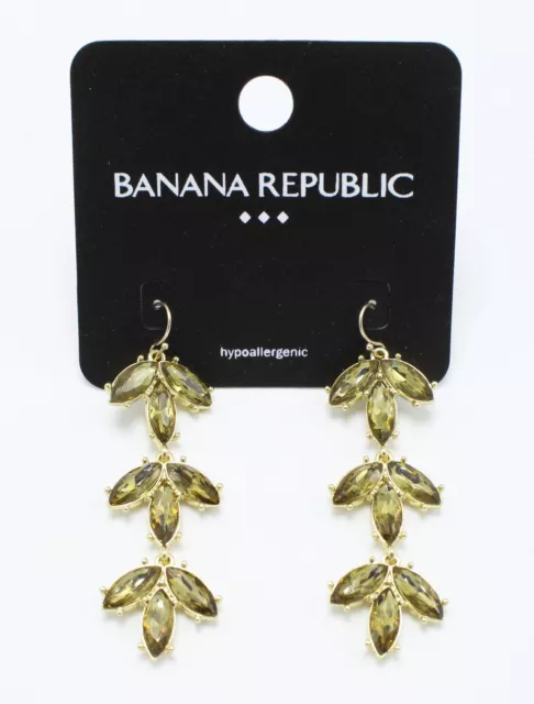 Beautiful New Gold Tone Rhinestone Dangle Earrings from Banana Republic #BRE44